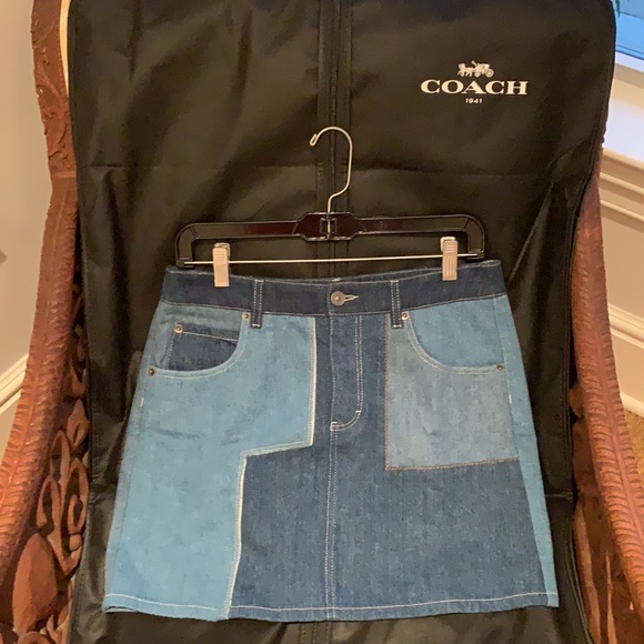 COACH 1941 TONAL DENIM PATCHWORK MINI SKIRT SIZE 4 - Picture 12 of 14